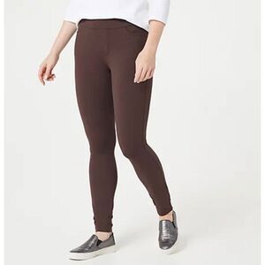 Susan Graver Women Brown Weekend Stretch Ankle Leggings Size SP